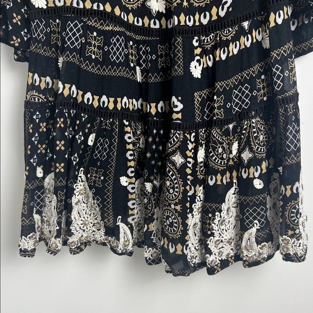 Anthropologie Muche Et Muchette Bohemian Beaded Embroidered Ruffle Gypsy Dress S - Picture 4 of 13